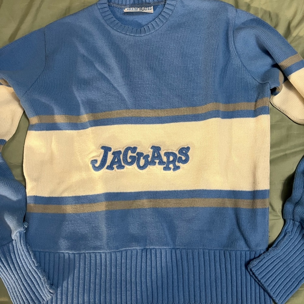 Vintage Blue Color Block Jaguars Crewneck